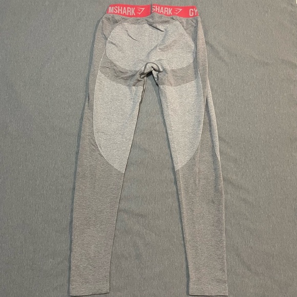 Gymshark Flex Seamless Leggings L Light Grey Marl Pink Waist High Waisted Sculpt - Picture 9 of 10